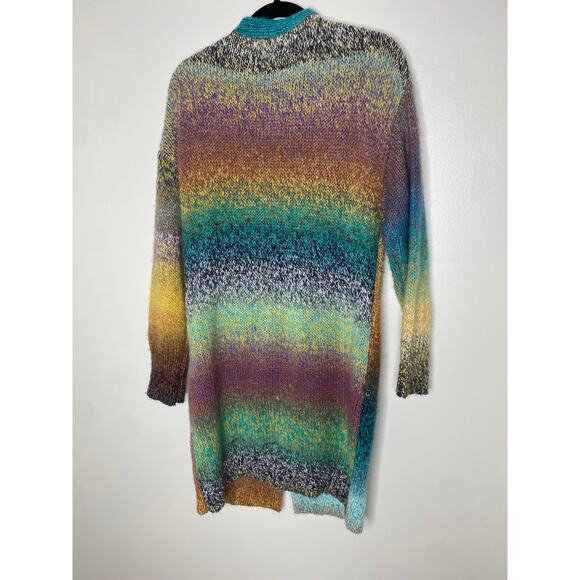 CGYY Multicolored Rainbow Chunky Knit Wool Longline Duster Cardigan Sweater Med - Picture 3 of 7